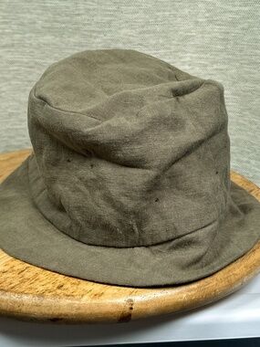 Hoi Bo Linen Army Green Made in Canada Bucket Hat Womens Small